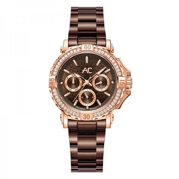 Alexandre Christie AC 9205 Rosegold Brown Diamond Ring Lady BFBROBODR1